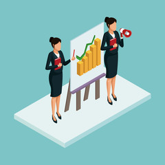 Executives at business meeting isometric concept vector illustration graphic design