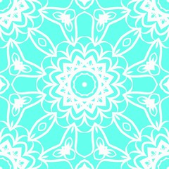 Decorative Square Template for Fabric Print. Azhure floral seamless pattern. Vector illustration. For fabric, bandana, carpet, shawl design.