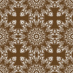 Floral Geometric Pattern with hand-drawing Mandala. Vector illustration. For fabric, textile, bandana, scarg, print.