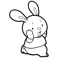 Cute rabbit cartoon illustration isolated on white background for children color book