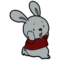 Cute rabbit cartoon illustration isolated on white background for children color book