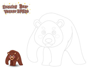 Drawing and Paint Cute Bear Cartoon . Educational Game for Kids. Vector Illustration.