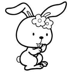 Obraz na płótnie Canvas Cute rabbit cartoon illustration isolated on white background for children color book