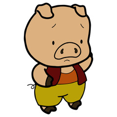Cute pig cartoon illustration isolated on white background for children color book