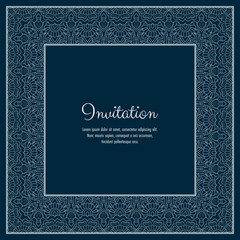 Abstract ornamental lace frame for greeting card or invitation. Vector Illustration