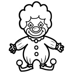 Clown cartoon illustration isolated on white background for children color book