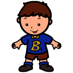 Little boy cartoon illustration isolated on white background for children color book