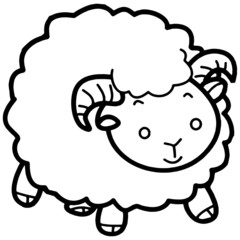 Cute sheep cartoon illustration isolated on white background for children color book