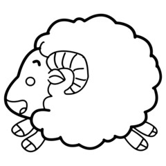Cute sheep cartoon illustration isolated on white background for children color book