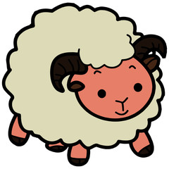 Cute sheep cartoon illustration isolated on white background for children color book