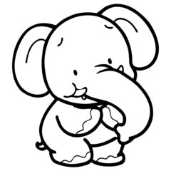 Cute elephant cartoon illustration isolated on white background for children color book