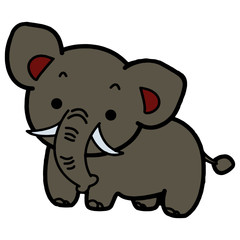 Cute elephant cartoon illustration isolated on white background for children color book