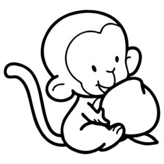 Cute monkey cartoon illustration isolated on white background for children color book