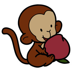 Cute monkey cartoon illustration isolated on white background for children color book