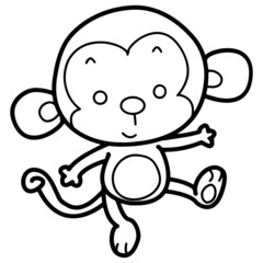 Cute monkey cartoon illustration isolated on white background for children color book