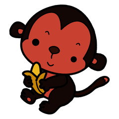 Cute monkey cartoon illustration isolated on white background for children color book