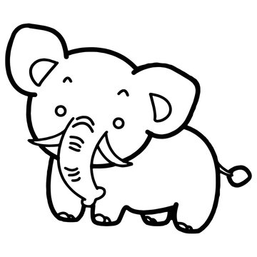 Cute elephant cartoon illustration isolated on white background for children color book