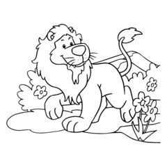 Cute lion cartoon illustration isolated on white background for children color book