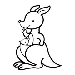 Fototapeta na wymiar Kangaroo cartoon illustration isolated on white background for children color book