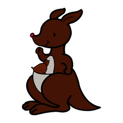 Kangaroo cartoon illustration isolated on white background for children color book