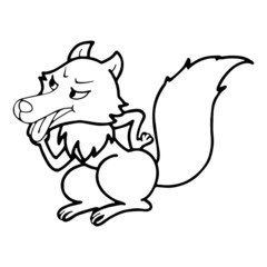 Wolf cartoon illustration isolated on white background for children color book