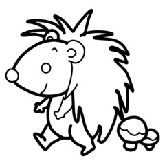 Porcupine cartoon illustration isolated on white background for children color book
