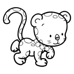 Leopard cartoon illustration isolated on white background for children color book