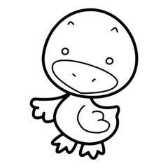Cute duck cartoon illustration isolated on white background for children color book