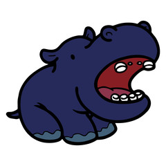 Hippo cartoon illustration isolated on white background for children color book