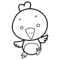 Cute chicken cartoon illustration isolated on white background for children color book