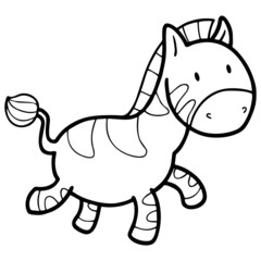 Zebra cartoon illustration isolated on white background for children color book