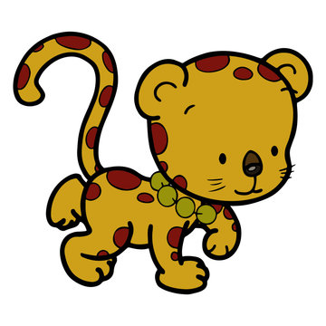 Leopard cartoon illustration isolated on white background for children color book