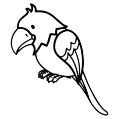 Cute parrot cartoon illustration isolated on white background for children color book