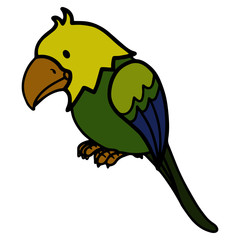 Cute parrot cartoon illustration isolated on white background for children color book