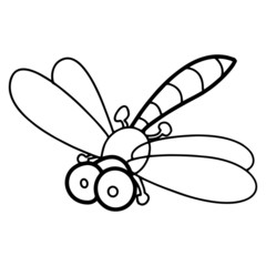 Cute dragonfly cartoon illustration isolated on white background for children color book
