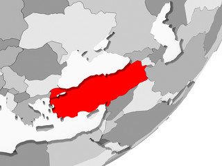 Turkey in red on grey map