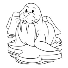 Cute seal cartoon illustration isolated on white background for children color book