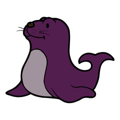 Cute seal cartoon illustration isolated on white background for children color book