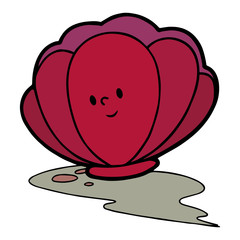 Cute clam cartoon illustration isolated on white background for children color book