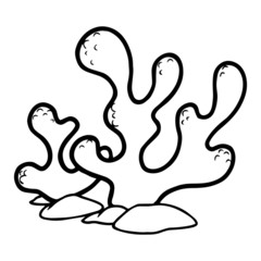 Cute anemone cartoon illustration isolated on white background for children color book