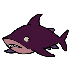 Shark cartoon illustration isolated on white background for children color book