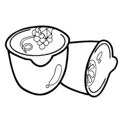 Pudding Cake cartoon illustration isolated on white background for children color book