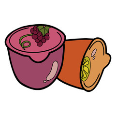 Pudding Cake cartoon illustration isolated on white background for children color book