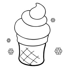 Ice cream cartoon illustration isolated on white background for children color book