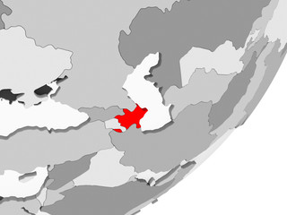 Fototapeta premium Azerbaijan in red on grey map