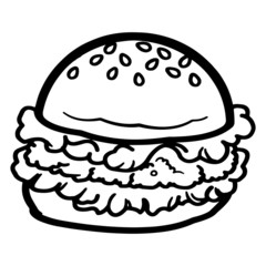 Hamburger cartoon illustration isolated on white background for children color book