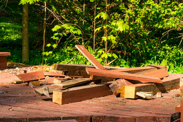 Deck demolition debris