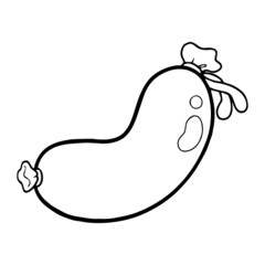 Sausage cartoon illustration isolated on white background for children color book