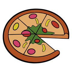 Pizza cartoon illustration isolated on white background for children color book