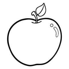 Cute cartoon apple on white background for children’s prints, t-shirt and funny and friendly character for kids